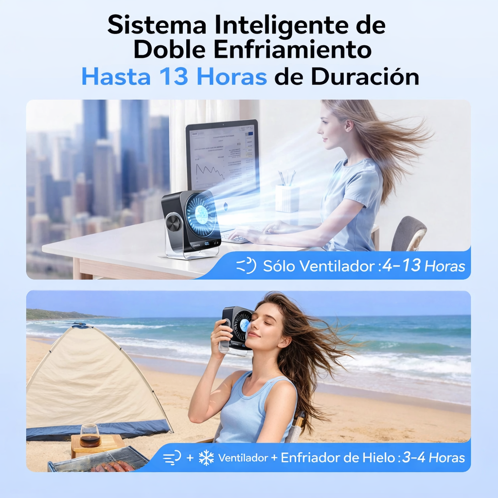 Ventilador de Escritorio KIMMOO - 199 Velocidades, Pantalla Digital, Recargable USB, Rotación 270°, Silencioso para Oficina y Hogar