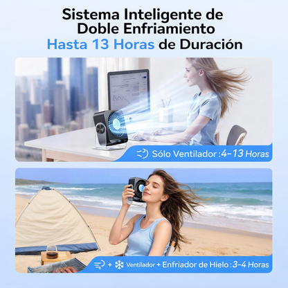 Ventilador de Escritorio KIMMOO - 199 Velocidades, Pantalla Digital, Recargable USB, Rotación 270°, Silencioso para Oficina y Hogar