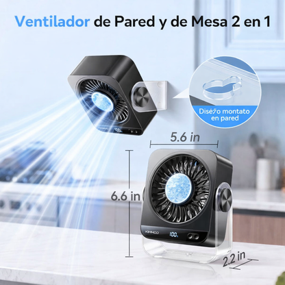Ventilador de Escritorio KIMMOO - 199 Velocidades, Pantalla Digital, Recargable USB, Rotación 270°, Silencioso para Oficina y Hogar
