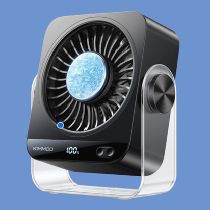 Ventilador de Escritorio KIMMOO - 199 Velocidades, Pantalla Digital, Recargable USB, Rotación 270°, Silencioso para Oficina y Hogar
